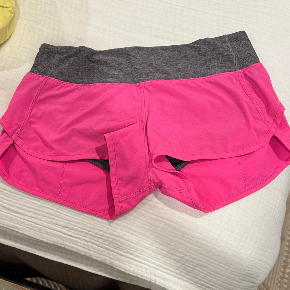 Lululemon Athletica Pink and Gray Athletic Shorts Speed up